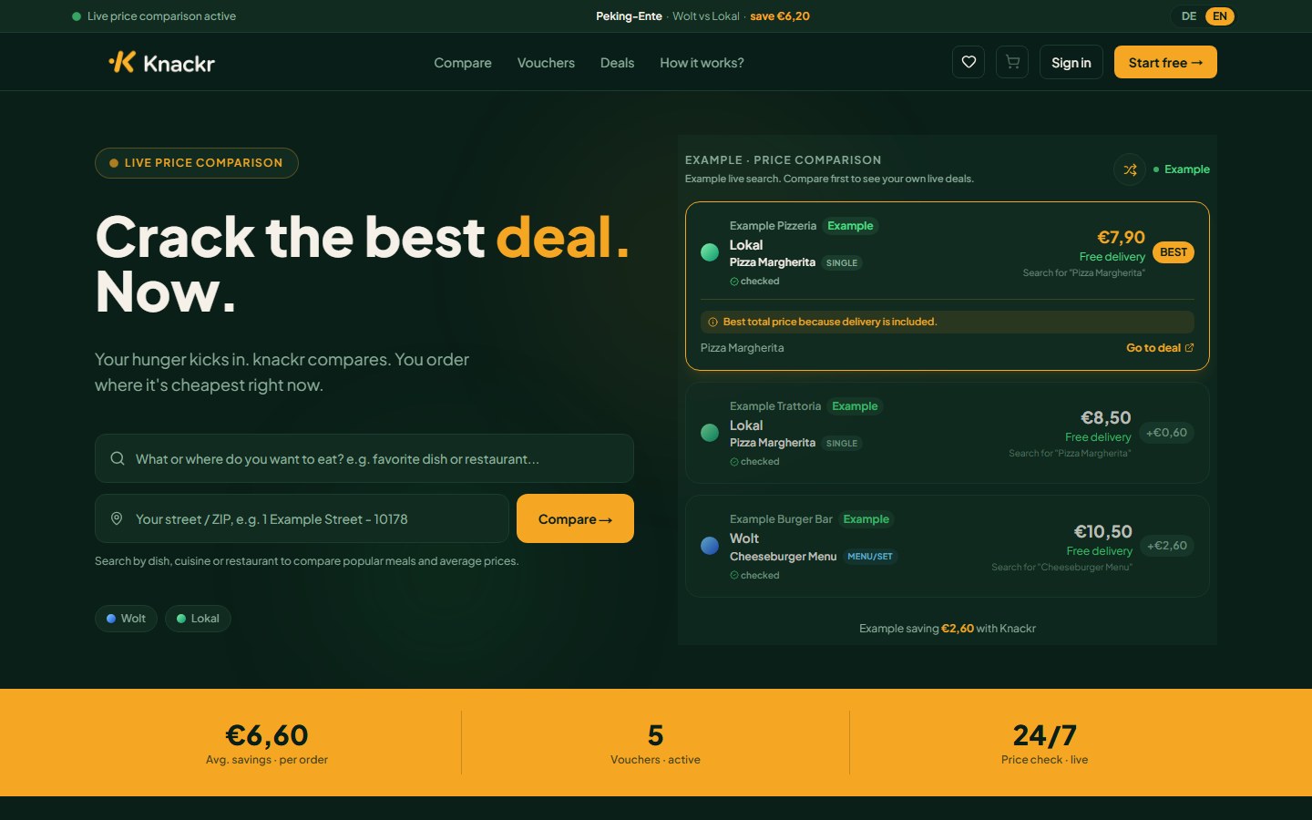 Aktuelle Startseite der Deal-Finder-Plattform Knackr